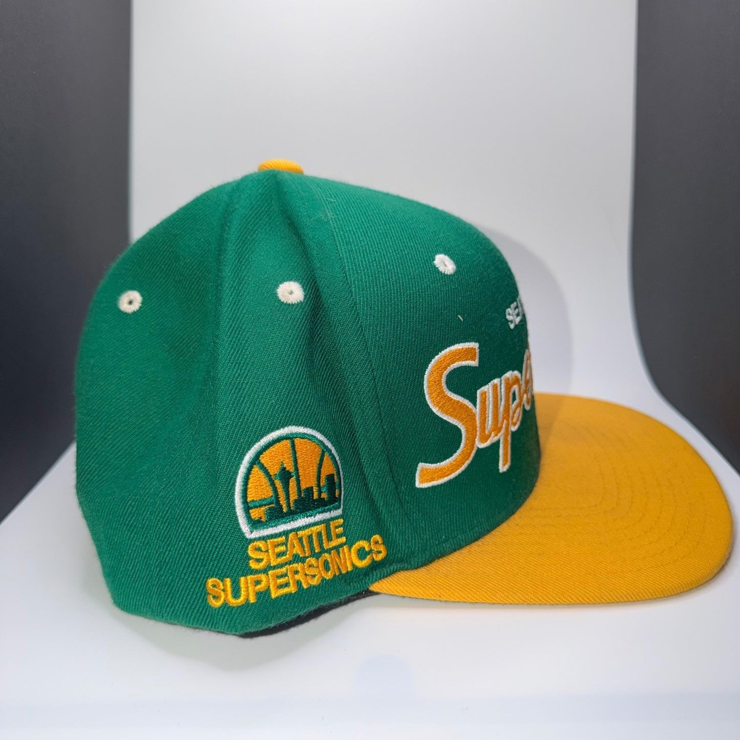 Mitchell & Ness Seattle Supersonics Snapback Hat Vintage 90s Green Yellow OS