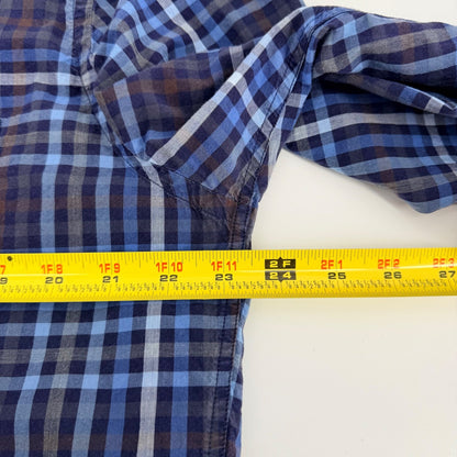 Rodd & Gunn Sports Fit Plaid Button Down Shirt Albini Italian Cotton 2XL Blue
