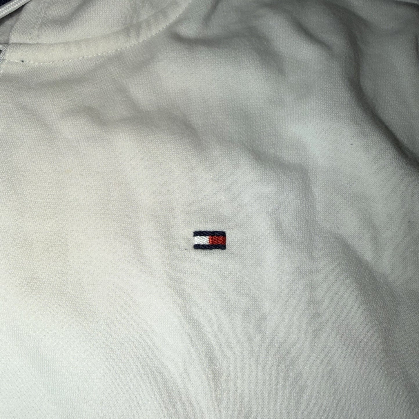Tommy Hilfiger Women's Large White Full Zip Fleece Hoodie Y2K preppy yacht
