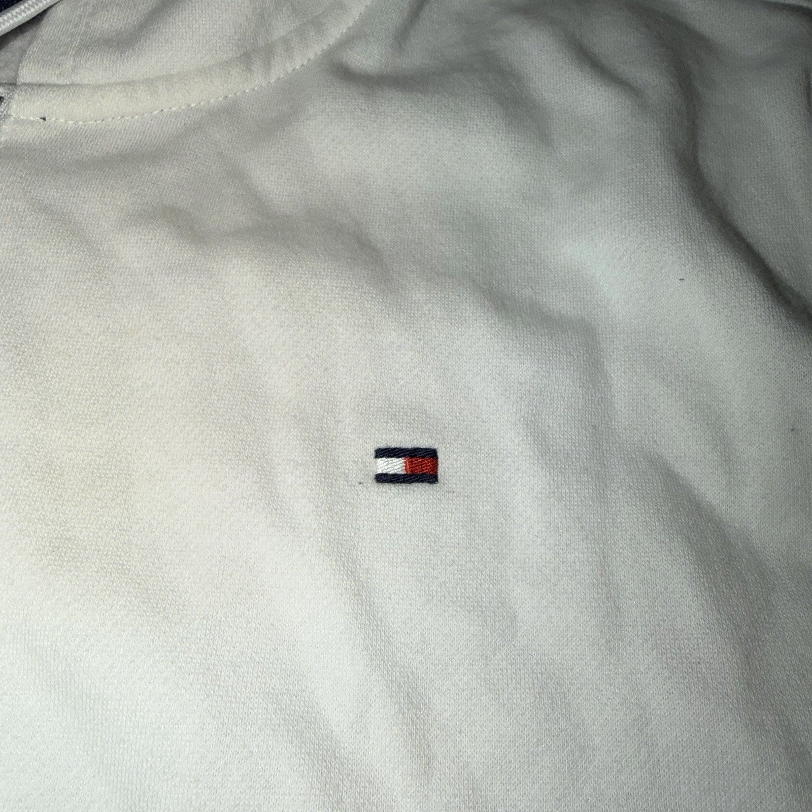 Tommy Hilfiger Women's Large White Full Zip Fleece Hoodie Y2K preppy yacht
