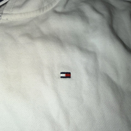 Tommy Hilfiger Women's Large White Full Zip Fleece Hoodie Y2K preppy yacht