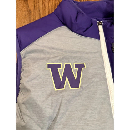 Nike Washington Huskies NCAA Puffer Vest Insulated Full Zip XL Grey Purple