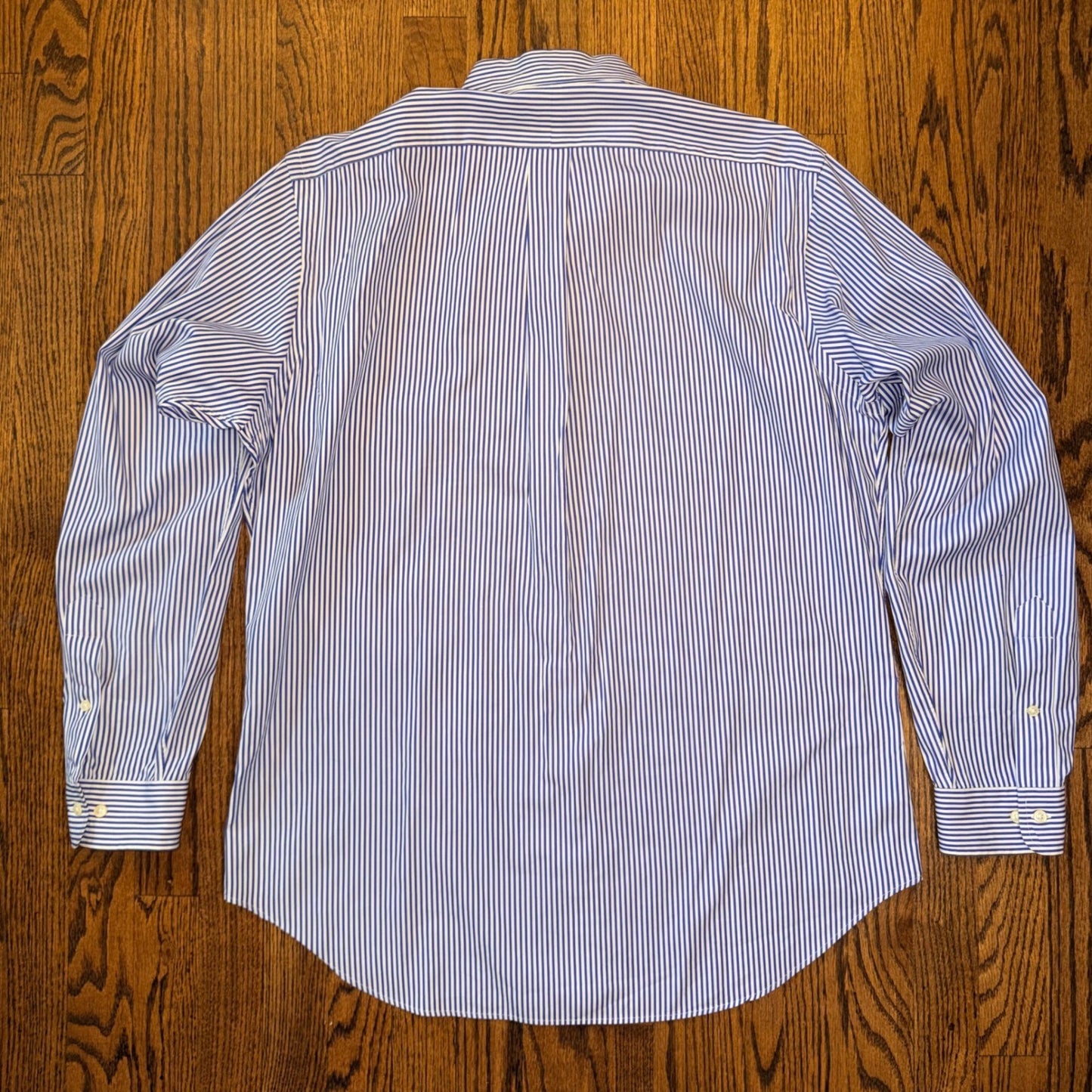 Ralph Lauren Classic Fit Striped Button Down Shirt 16 L Blue White Stripe