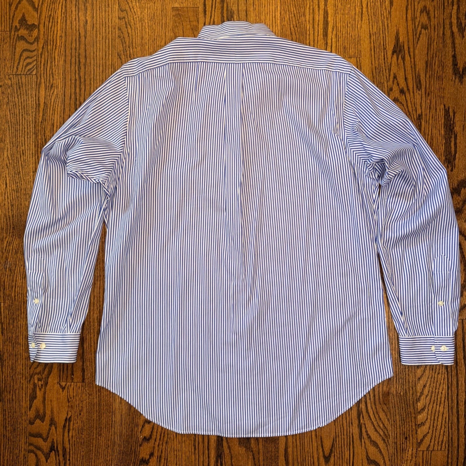 Ralph Lauren Classic Fit Striped Button Down Shirt 16 L Blue White Stripe