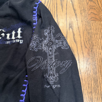 Cowgirl Tuff Victory Full Zip Up Hoodie Jacket Black Size Medium Western 2000s