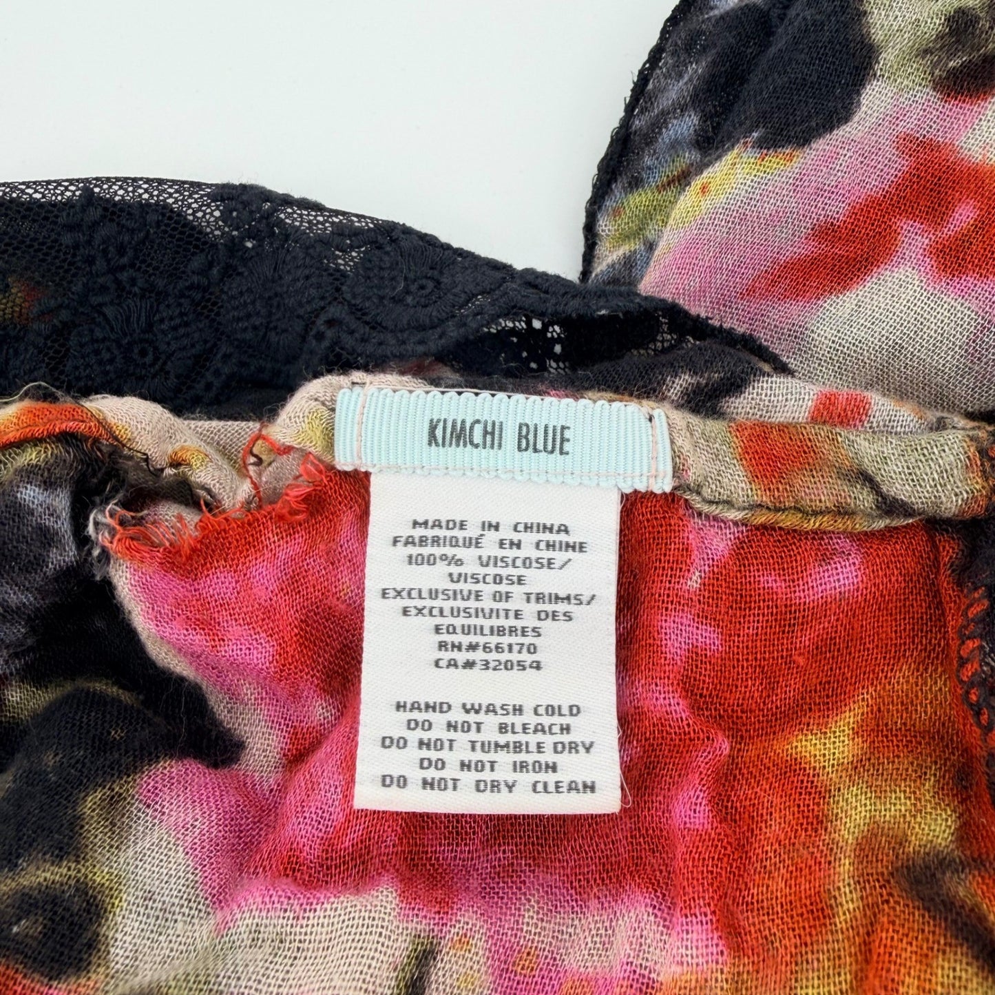 Kimchi Blue Floral Infinity Scarf Black Lace Trim Boho Watercolor Pink Red OS