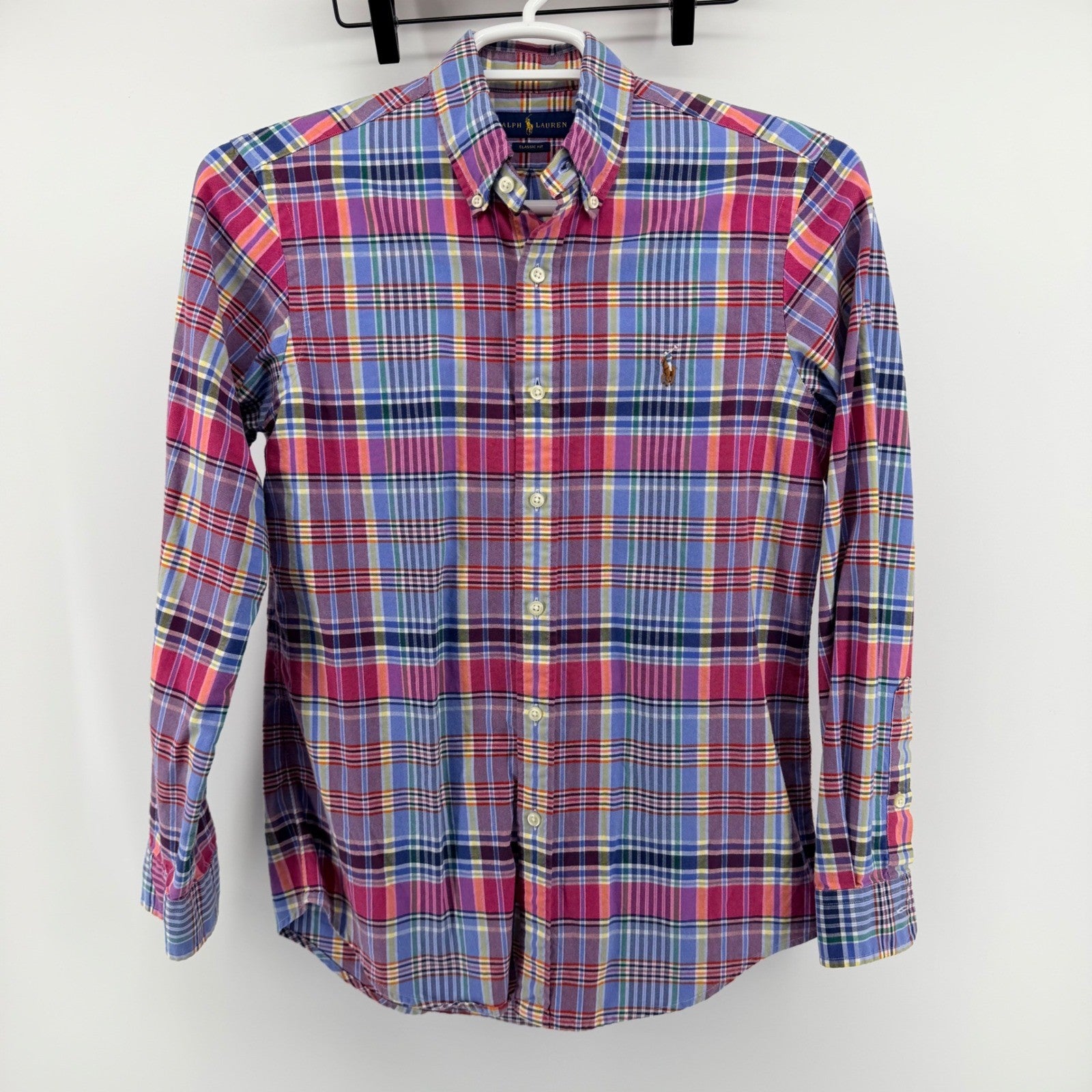 Ralph Lauren Classic Fit Plaid Button Down Shirt Multi Color Mens Small S Preppy