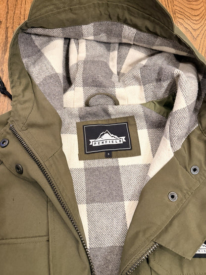 Penfield Kasson 80/20 Women's S Down Jacket Hooded in Green Fleece Lined