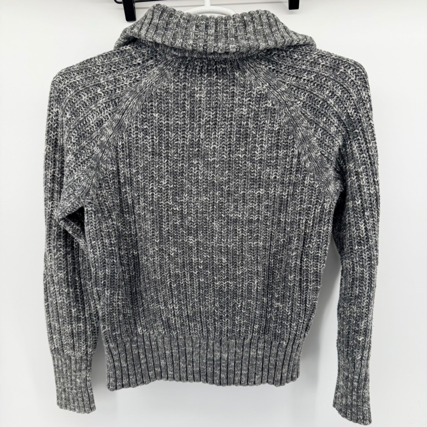 Gap Cable Knit Cardigan Sweater Gray Chunky Button Front Shawl Collar Large L