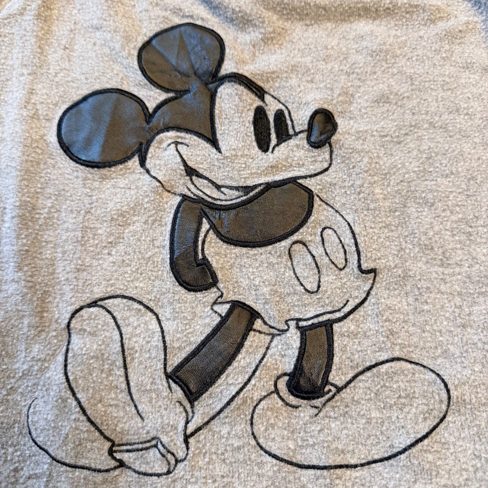 Disney Mickey Mouse Sweatshirt Shoulder Zip Embroidered Top XL Gray