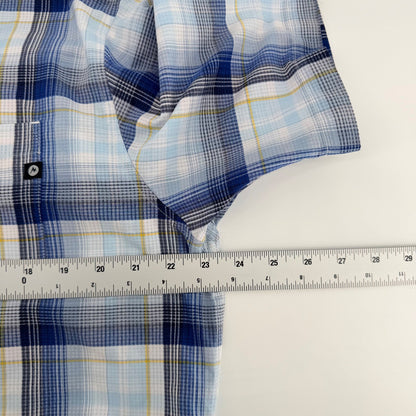 Marmot Plaid Short Sleeve Button Down Shirt Hiking Outdoor Large Blue White