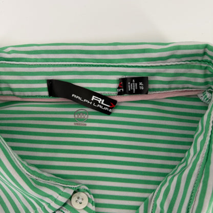 RLX Ralph Lauren Performance Polo Shirt Striped Golf Athletic XL Green White