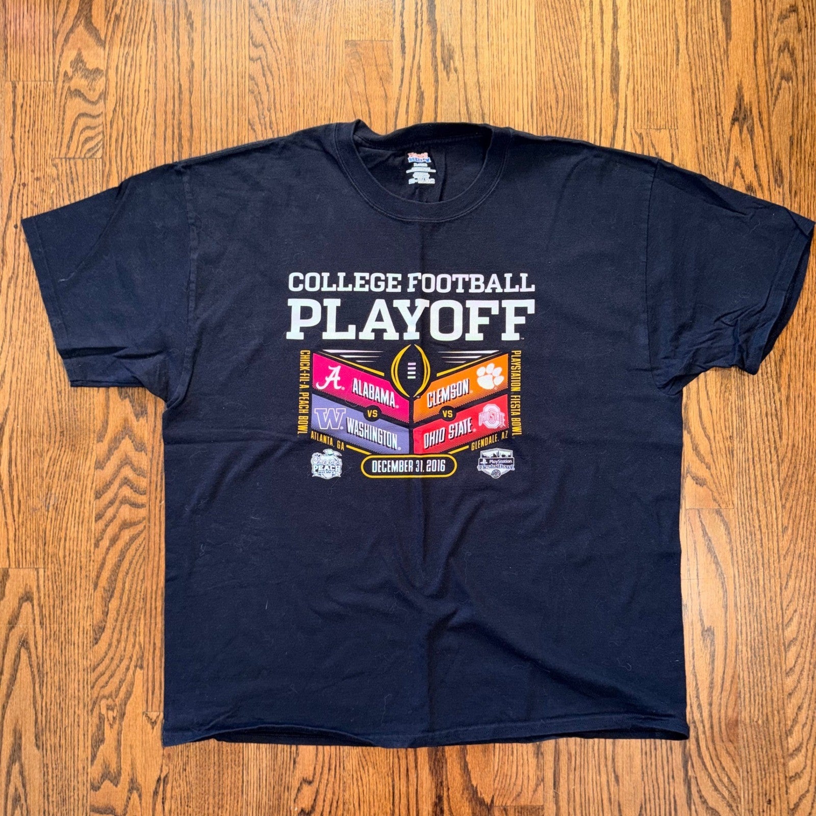 Hanes Beefy-T 2016 College Football Playoff Graphic T-Shirt XL Black NCAA