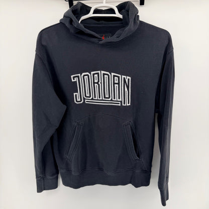 Jordan Flight Fleece Pullover Hoodie Embroidered Logo Faded Black Mens Size M