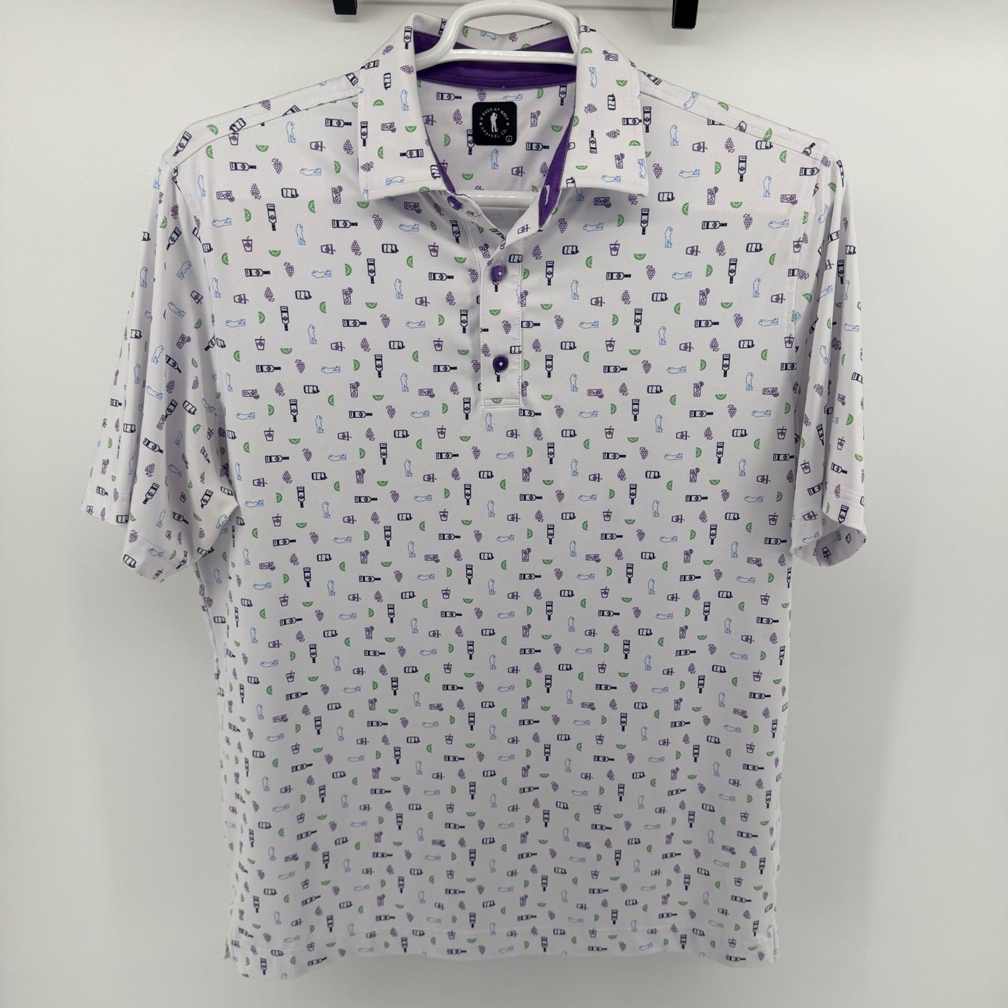U Suck At Golf Performance Polo Shirt Novelty Print White Purple Large Mens