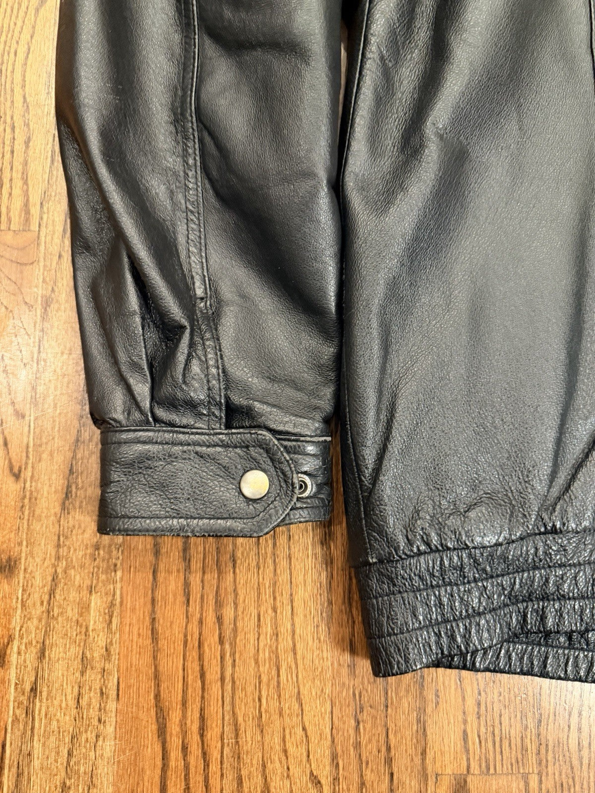 Men's Knightsbridge Leather Bomber Jacket Color Black Medium Genuine Leather