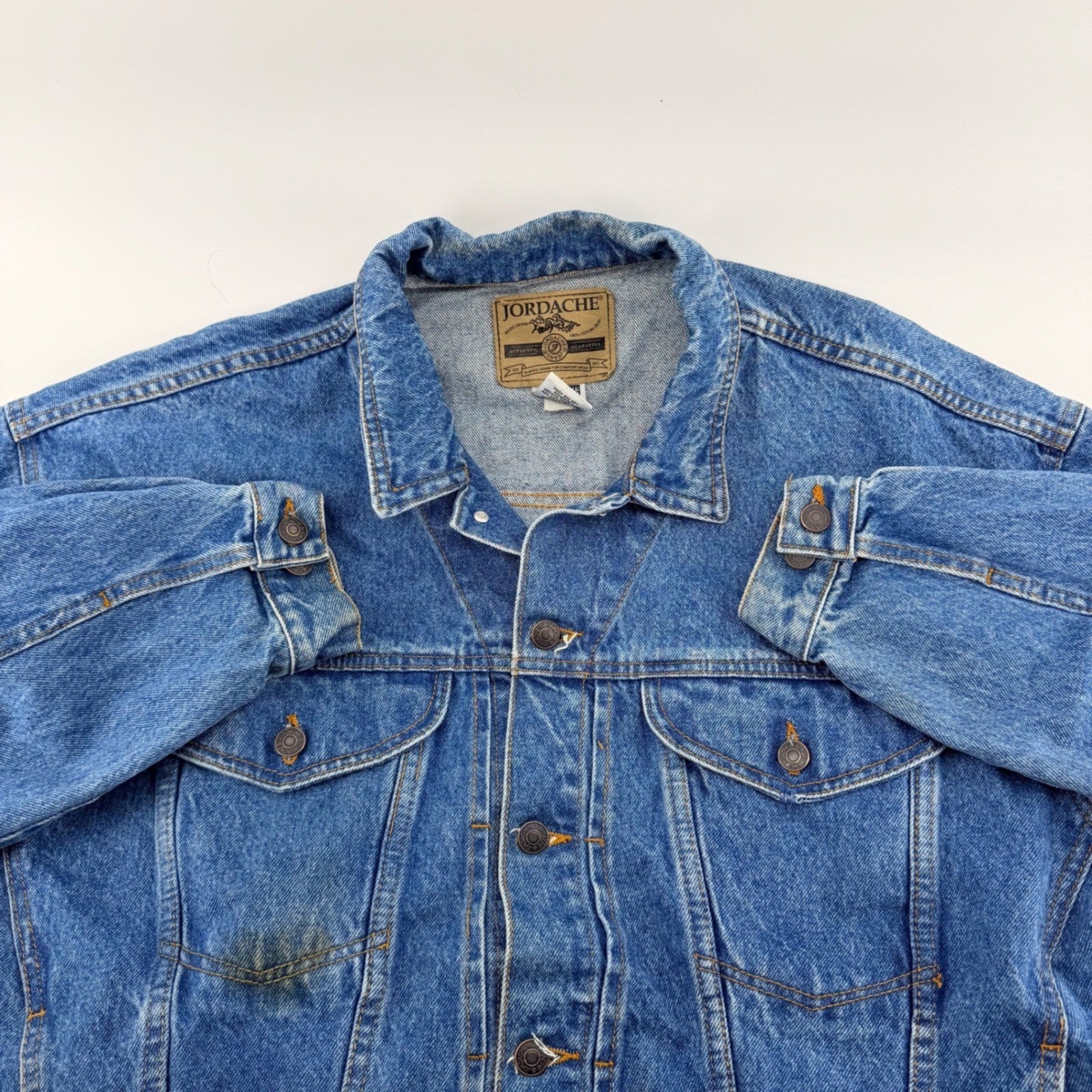 Jordache Vintage Denim Trucker Jacket 90s Rugged Cotton Blue Large