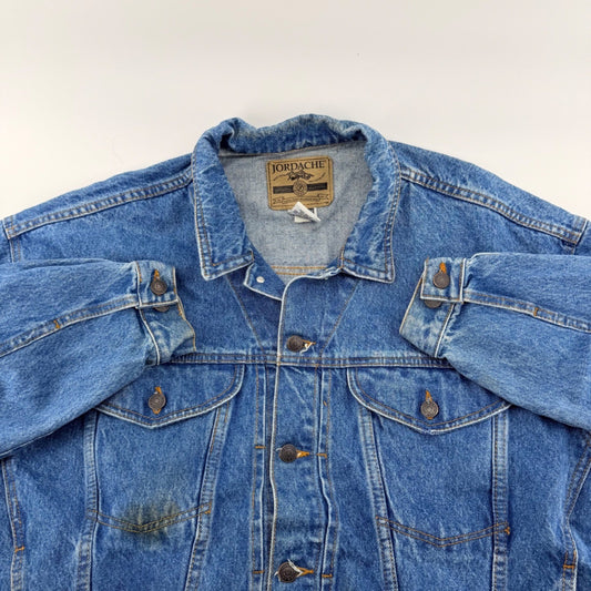 Jordache Vintage Denim Trucker Jacket 90s Rugged Cotton Blue Large