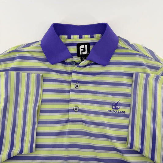 FootJoy Mauna Lani Striped Golf Polo Performance Shirt Small Green Purple Preppy