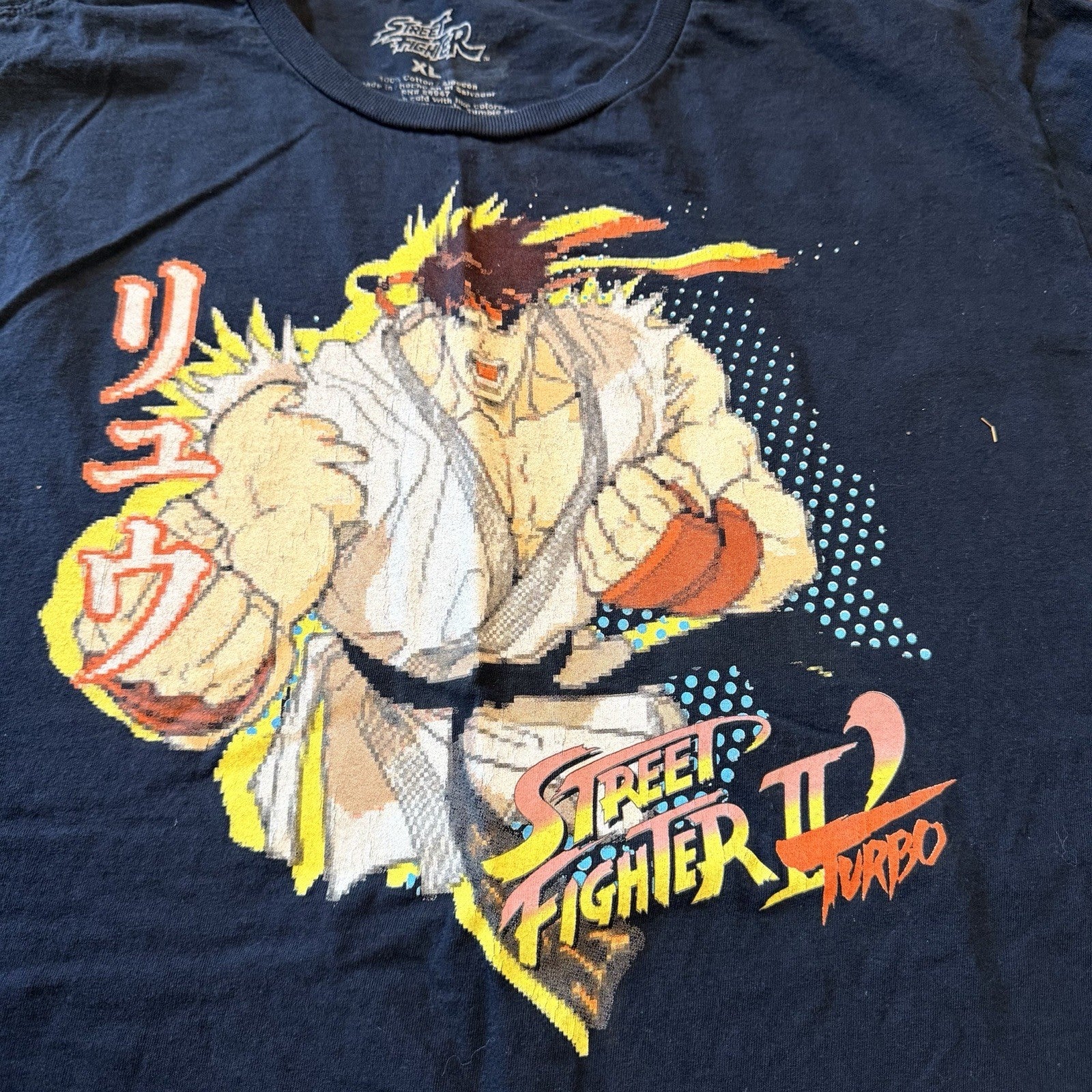 Street Fighter Mens T Shirt Black XL Ryu Ken Chun-Li Graphic Tee