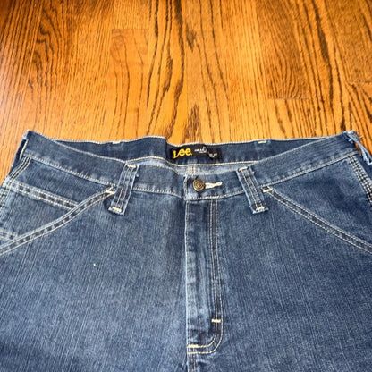 Lee Dungarees Carpenter Denim Shorts Utility Hammer Loop 34 Blue Baggy Y2K