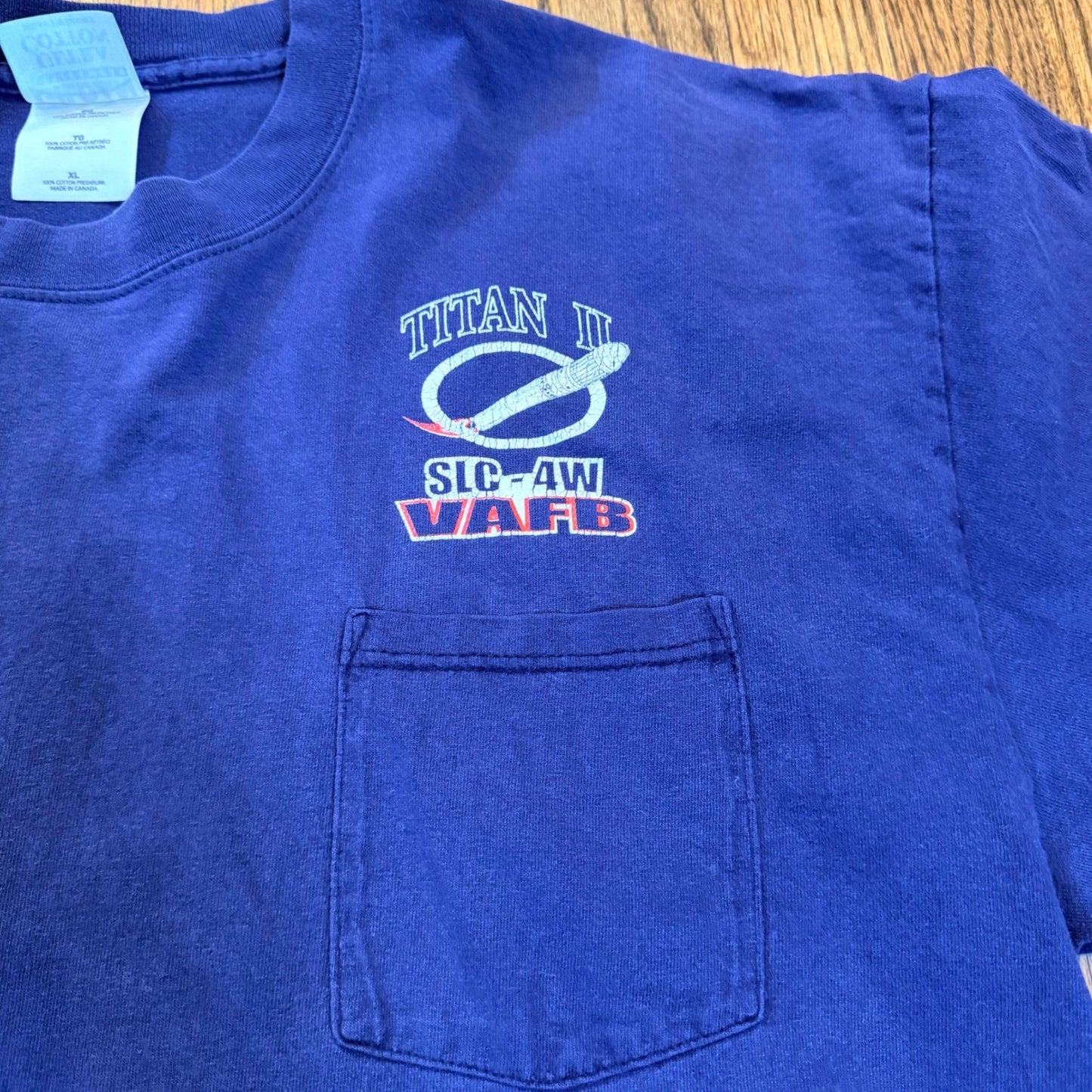 Gildan Titan II G7 SLC-4W VAFB NASA QuikSCAT Pocket T-Shirt XL Blue
