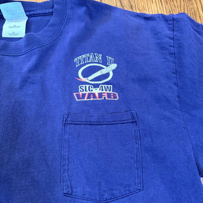 Gildan Titan II G7 SLC-4W VAFB NASA QuikSCAT Pocket T-Shirt XL Blue