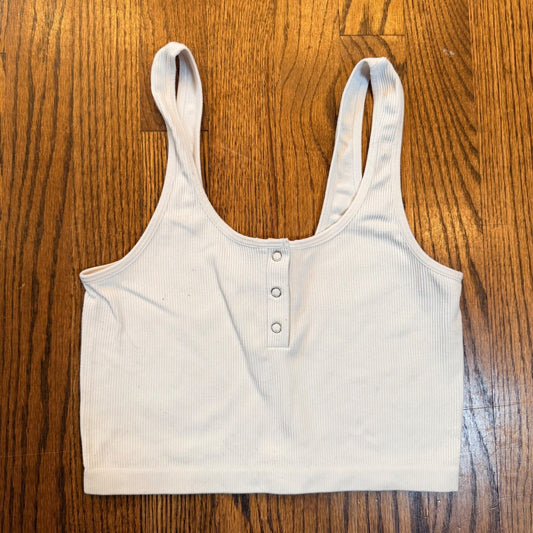 Bozzolo Ribbed Henley Crop Tank Top Seamless Stretch S/M Cream Off White
