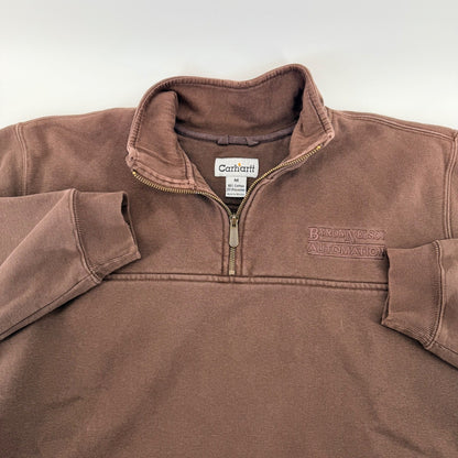 Carhartt Quarter Zip Pullover Brown Sweatshirt Workwear Gorpcore Size M Brown