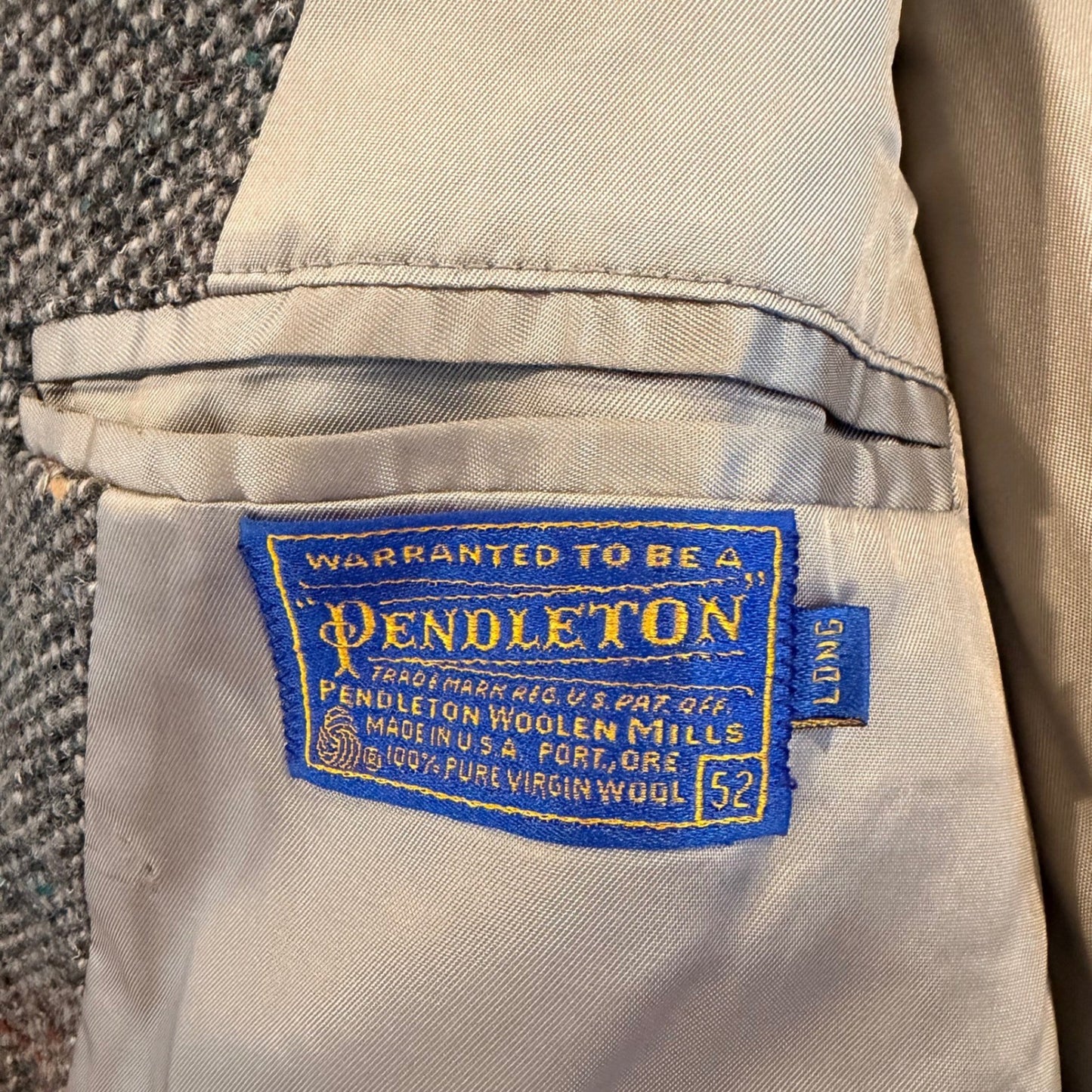 Pendleton Vintage 50s Wool Donegal Tweed Sport Coat Elbow Patches 52L Gray