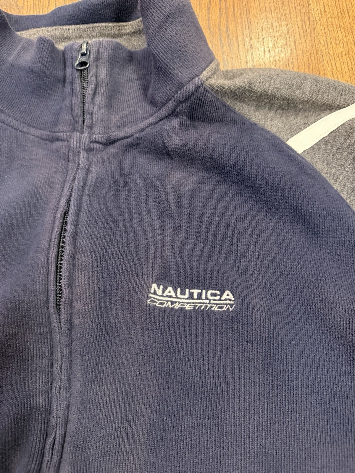 Nautica Competition Full Zip Jacket Navy Gray Size M