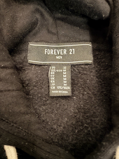 Forever 21 Men's Size M Black Hoodie With Snake & Spinal Design Excellent