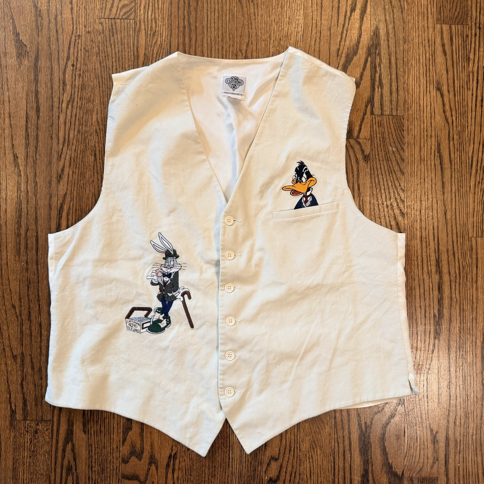 Unisex Bugs Bunny Daffy Duck Vintage Vest Embroidered 1993 Looney Tunes XL