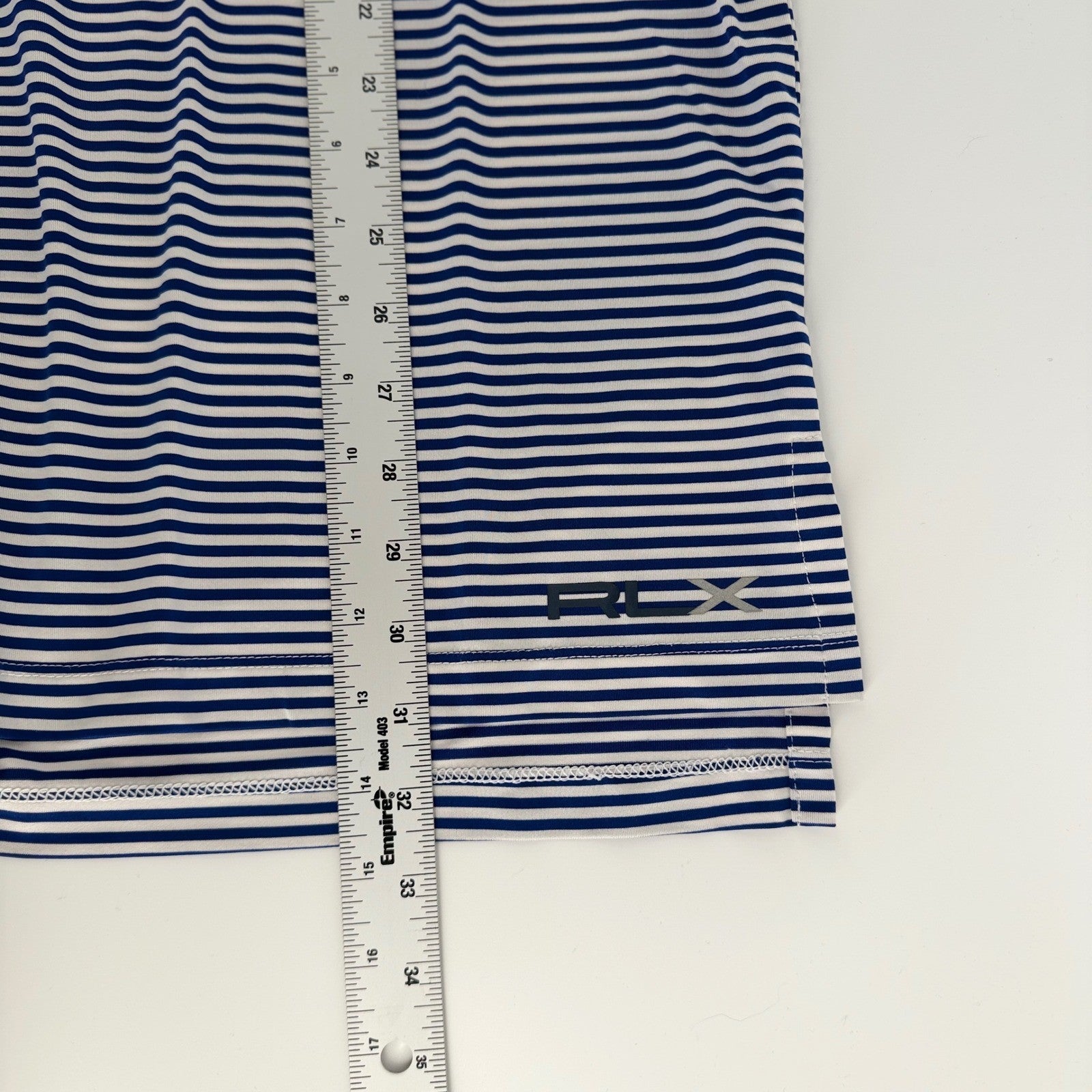 RLX Ralph Lauren Striped Performance Golf Polo Shirt Blue White Mens Large
