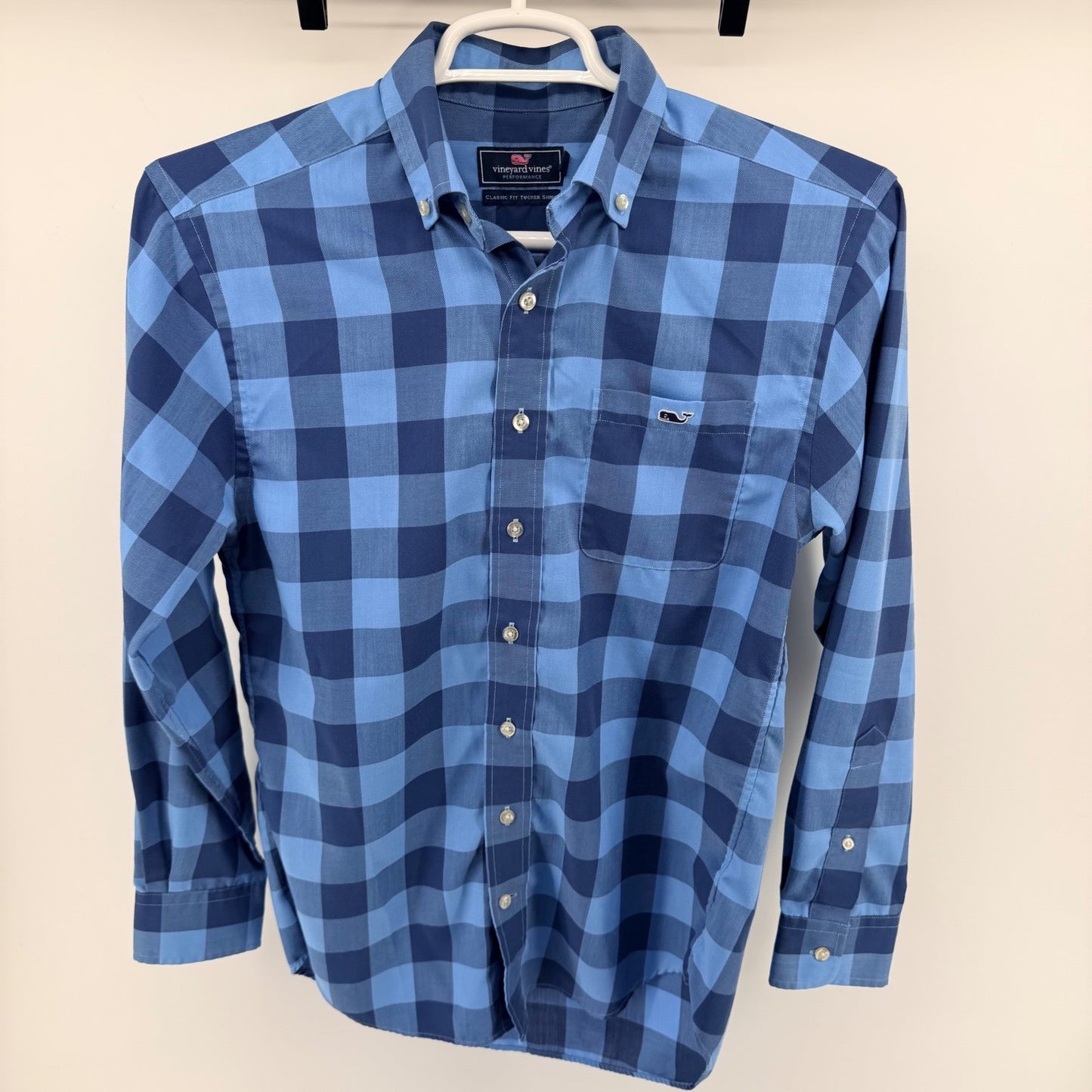 Vineyard Vines Performance Tucker Shirt Blue Buffalo Check Plaid Small 1W1954
