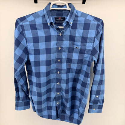 Vineyard Vines Performance Tucker Shirt Blue Buffalo Check Plaid Small 1W1954