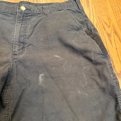 Carhartt Rugged Flex Canvas Work Shorts Utility Carpenter 34 Gray Distressed