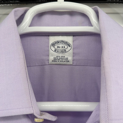 Brooks Brothers Non-Iron Dress Shirt Supima Cotton 16-33 Lavender Purple Mens