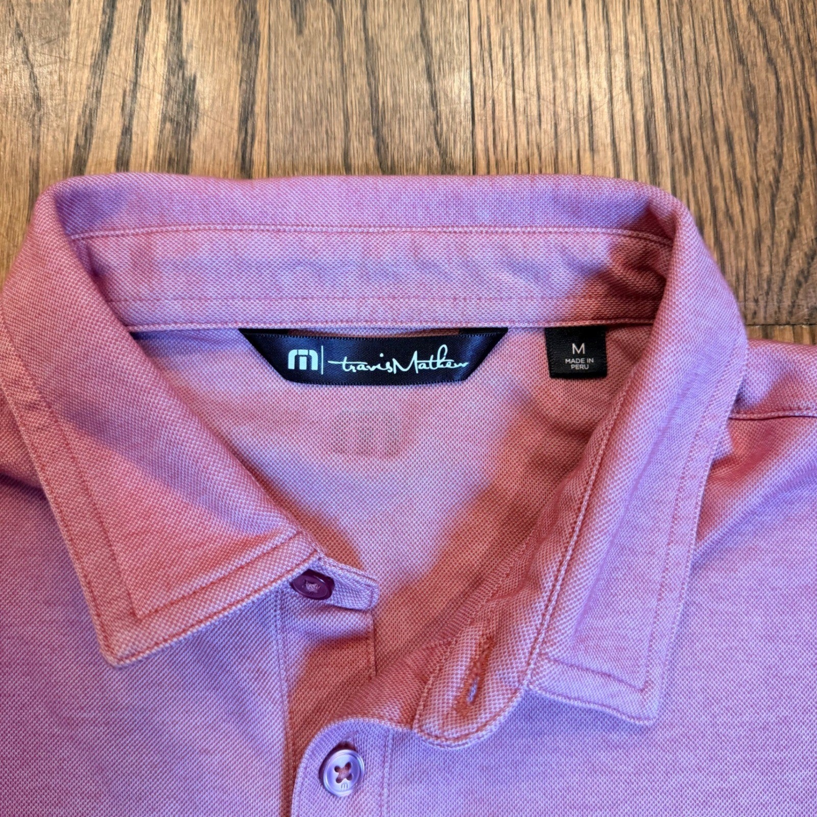 Travis Mathew Men's Pima Cotton Blend Stripe Polo Shirt Size M Pink Heather