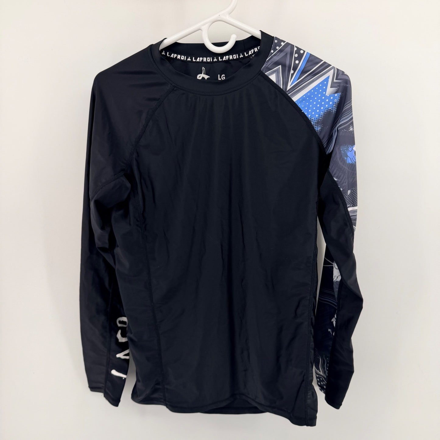 LAFROI Burst Compression Rash Guard 2pc Bundle Mens LG Black Graphic Long Sleeve