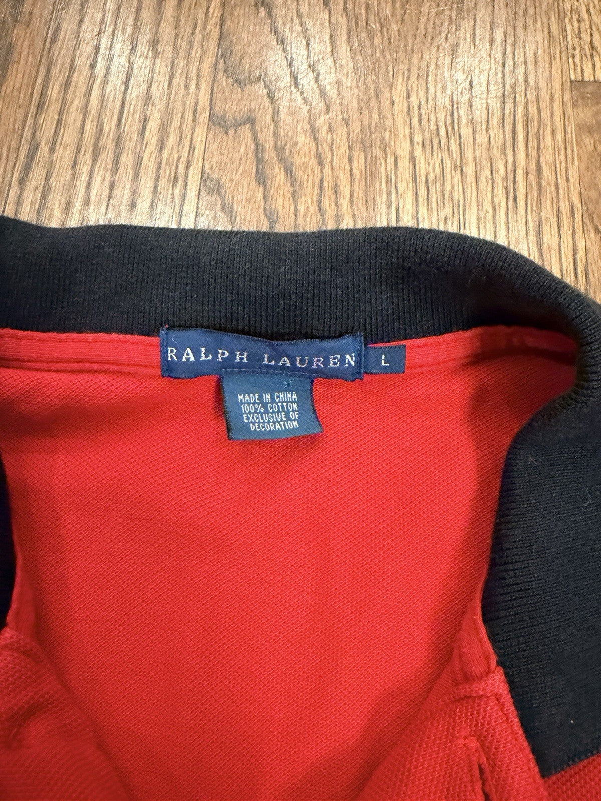 Ralph Lauren Polo Red Shirt Large Red Black Logo Big Pony Back Graphic