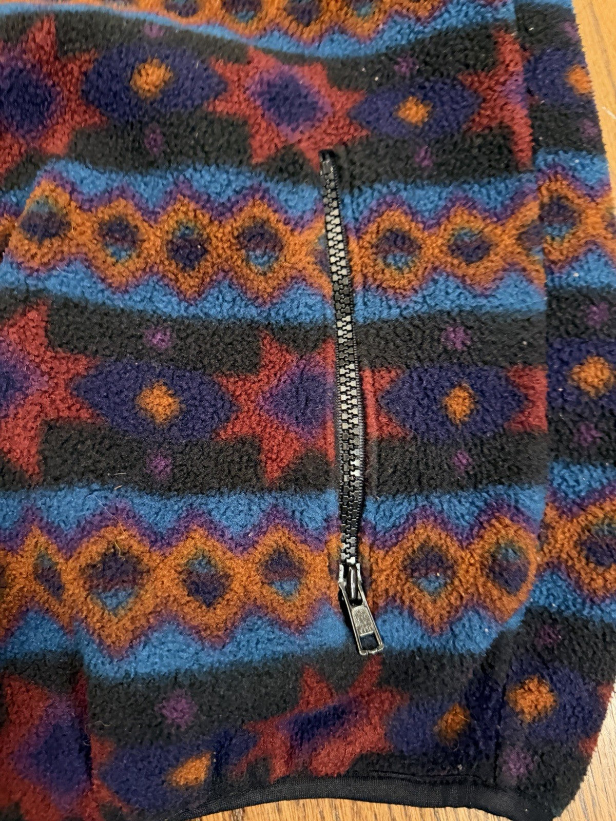 Vintage 90s Sunique Fleece Vest XL Aztec Southwestern Pattern Zip Front