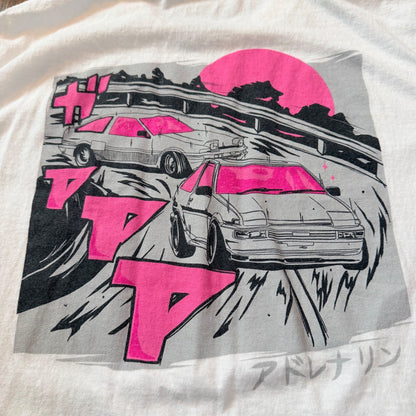 Eldon JDM Drift Graphic T-Shirt Japanese Car Culture Racing White Size S