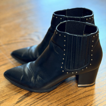 Michael Kors Gemma Leather Ankle Boot Charcoal Size 6