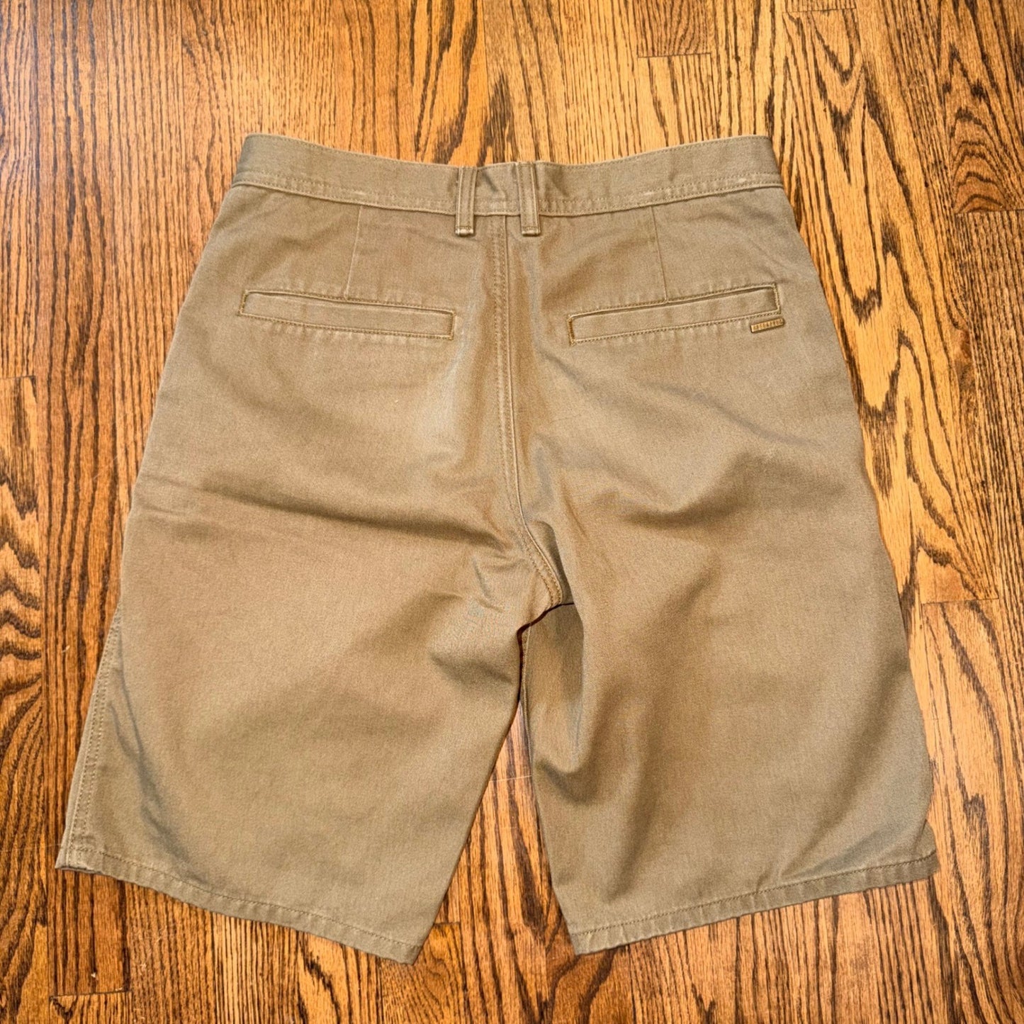 Free World Messenger Shorts Flat Front Twill Skate Size 31 Olive Green