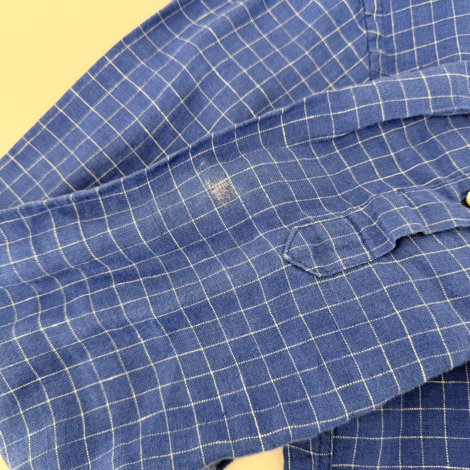 UNTUCKit Piave WR Linen Shirt Windowpane Slim Fit Small Blue Lightweight Casual
