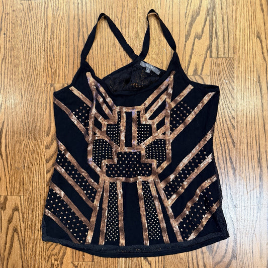 Miss Me Y2K style Embellished Top Black Lace back Size S Racer Tank