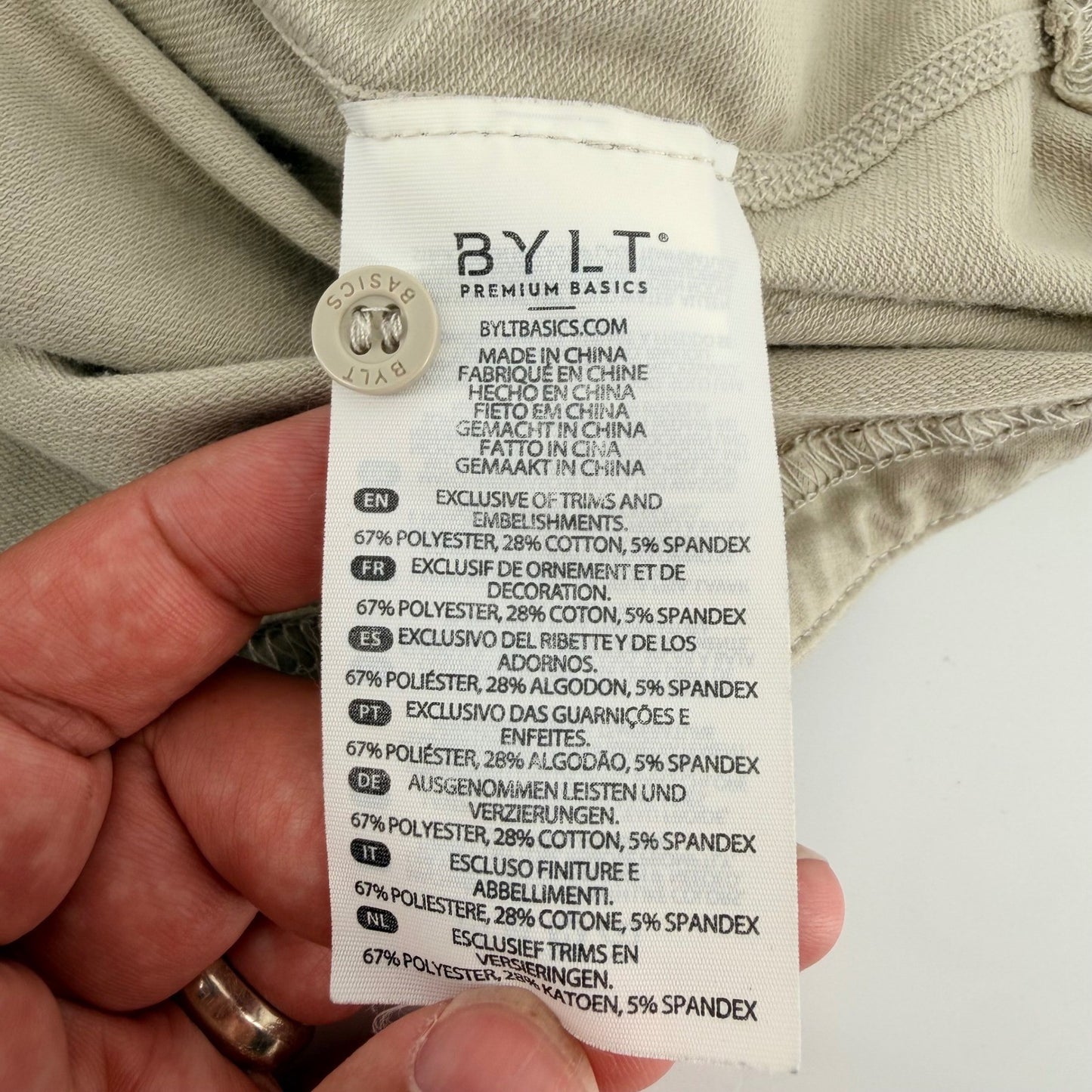 BYLT Premium Basics Signature Polo Shirt Tan Khaki Stretch Athletic Fit Medium
