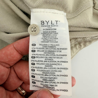 BYLT Premium Basics Signature Polo Shirt Tan Khaki Stretch Athletic Fit Medium
