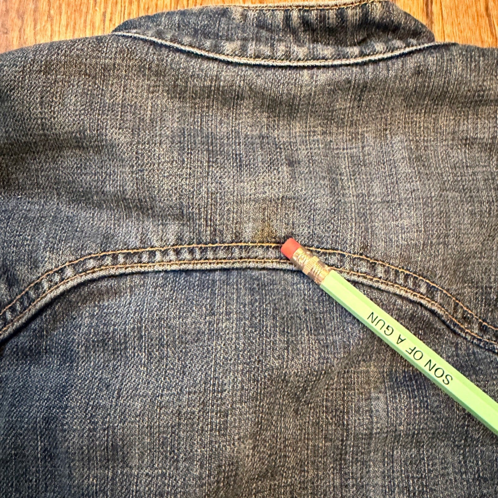 Vintage Gap Denim Jacket Mandarin Collar Snap Front Size M Medium Wash Blue